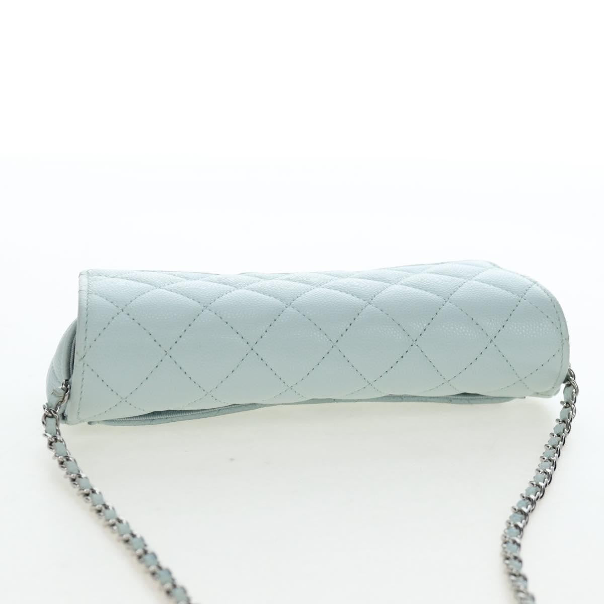 Chanel Classic Sunglasses Case With Chain Quilted Caviar Blue Calfskin Clutche & Pouche Bag (Pre-Owned)