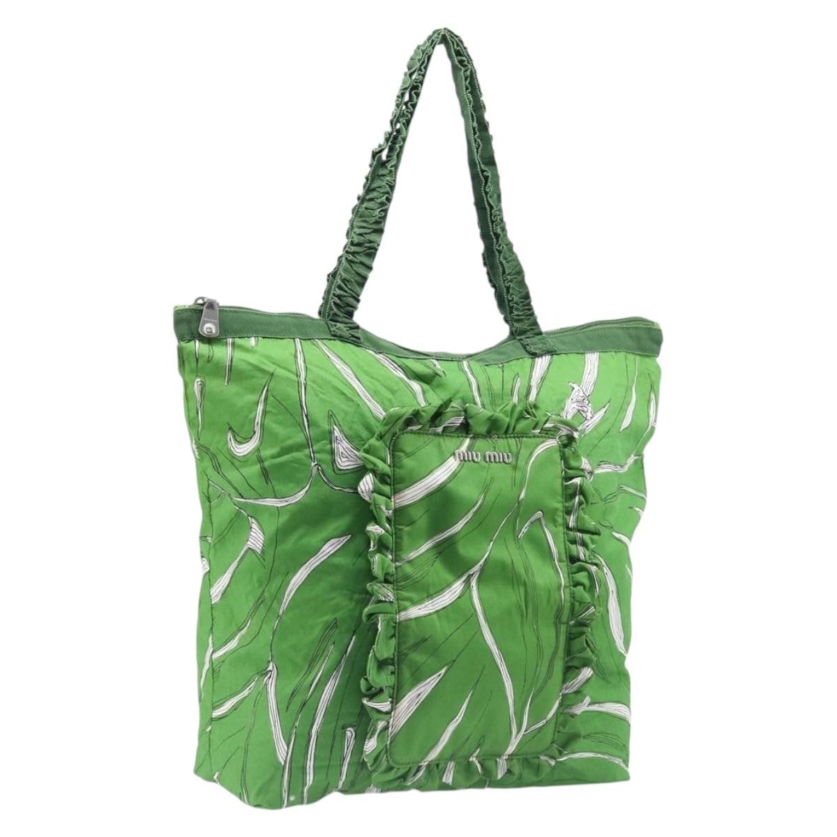 Miu Miu Vintage Nylon Green Nylon Handbag (Pre-Owned)