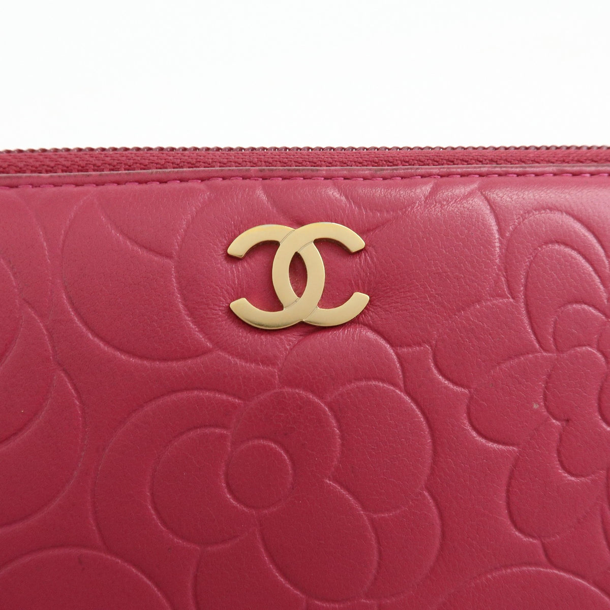 Chanel Zip Around Camellia Patent Pink Leather Wallets Accessory (Pre-Owned)