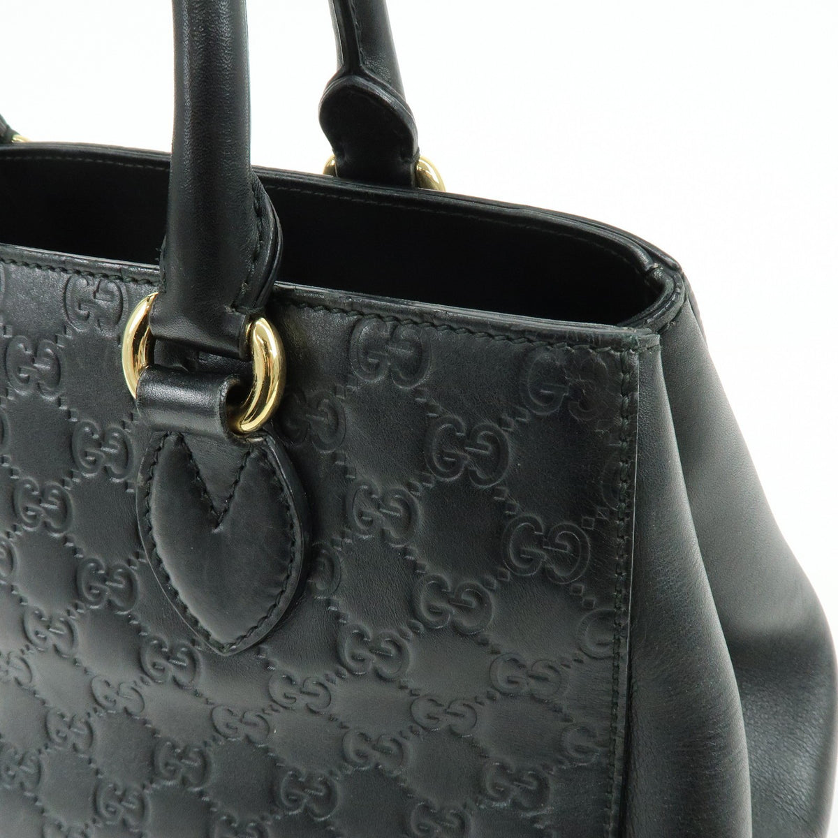 Gucci Soft Signature Convertible Top Handle Guccissima Leather Black Leather Handbag (Pre-Owned)