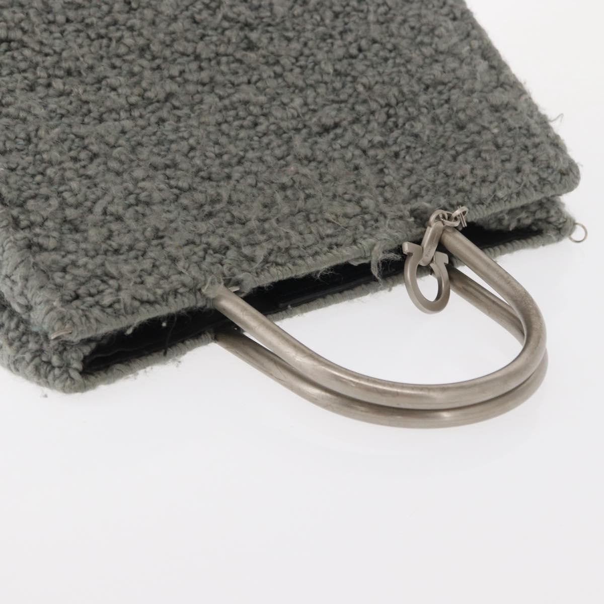 Salvatore Ferragamo Gancini Wool Gray Wool Handbag (Pre-Owned)
