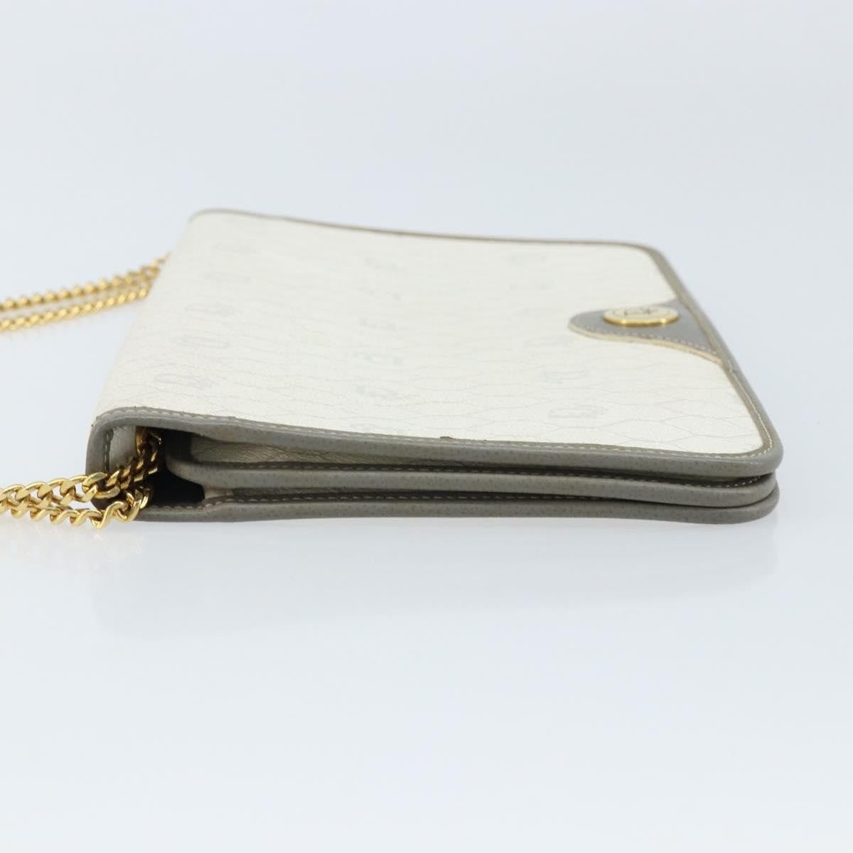 Christian Dior Vintage Honeycomb Zip Coated Canvas White Canvas Clutche & Pouche Bag (Pre-Owned)