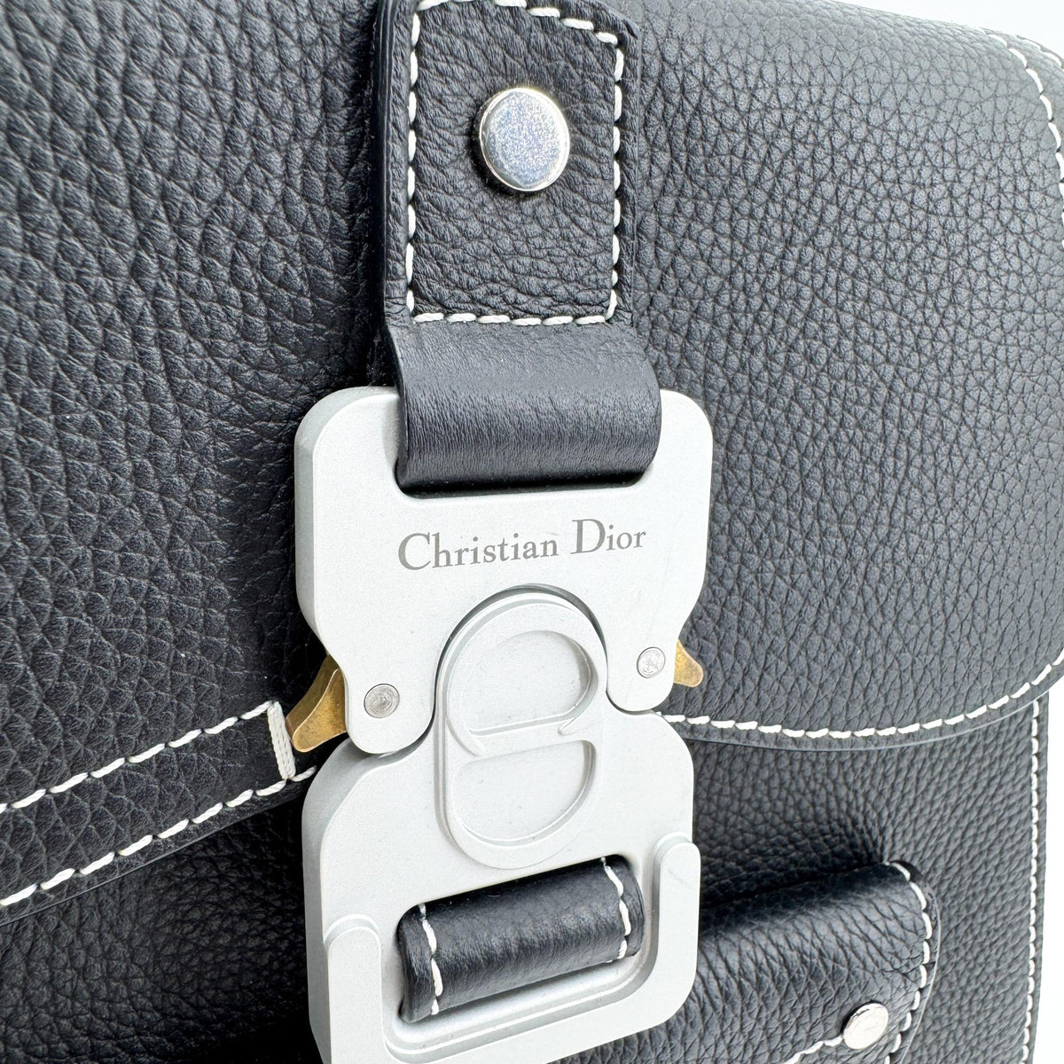 Christian Dior Saddle Leather Black Calfskin Backpack Bag (Pre-Owned)