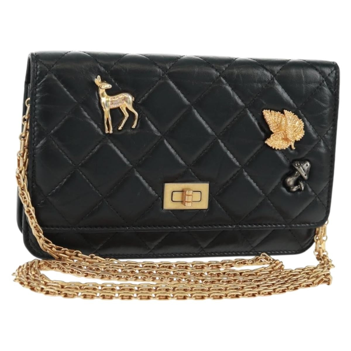 Chanel Lucky Charms Reissue 2.55 Flap Leather Black Leather Shoulder Bag Bag (Pre-Owned)