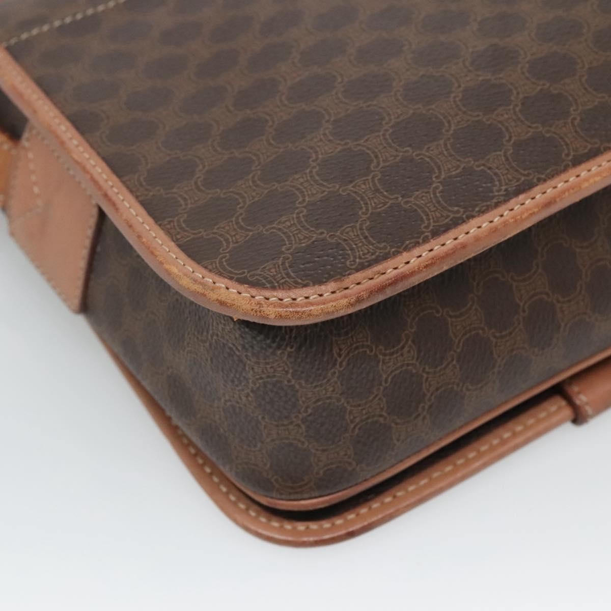 Celine Vintage Macadam Canvas And Leather Brown Canvas Shoulder Bag Bag (Pre-Owned)