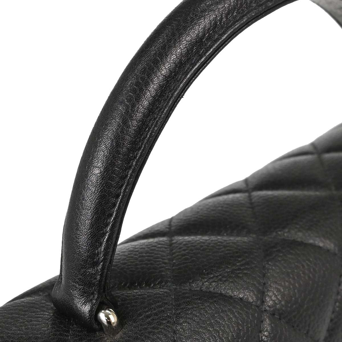 Chanel Vintage Classic Top Handle Flap Quilted Caviar Black Calfskin Handbag (Pre-Owned)