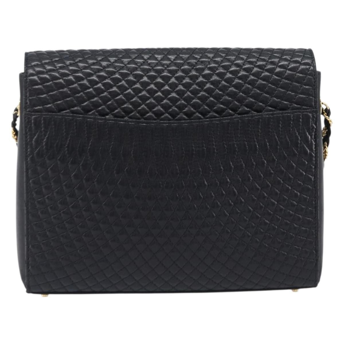 Bally Vintage Chain Quilted Leather Black Leather Shoulder Bag Bag (Pre-Owned)