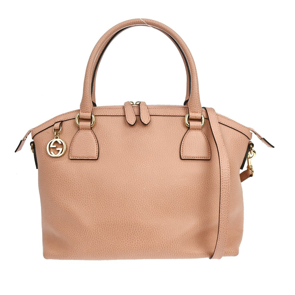 Gucci Gg Charm Convertible Dome Satchel Leather Pink Leather Handbag (Pre-Owned)