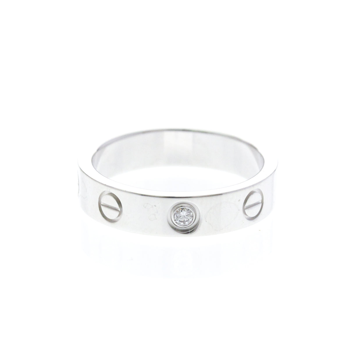 Cartier Love 1 Diamond Band White Gold And Diamond Silver White_Gold Ring Jewelry (Pre-Owned)
