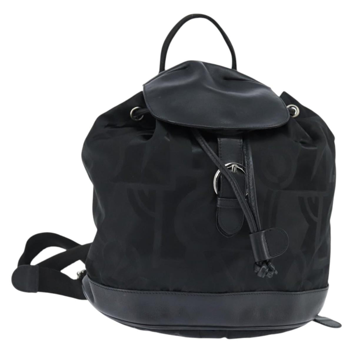 Salvatore Ferragamo Flap Buckle Printed Neoprene Black Nylon Backpack Bag (Pre-Owned)