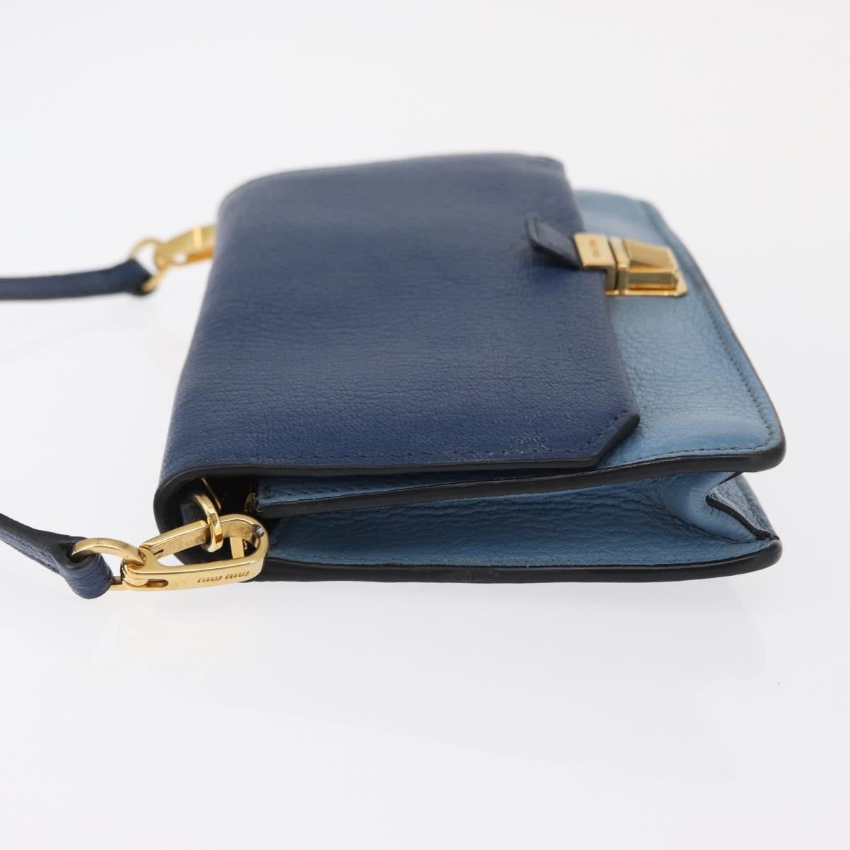 Miu Miu Shoulder Leather Blue Leather Shoulder Bag Bag (Pre-Owned)
