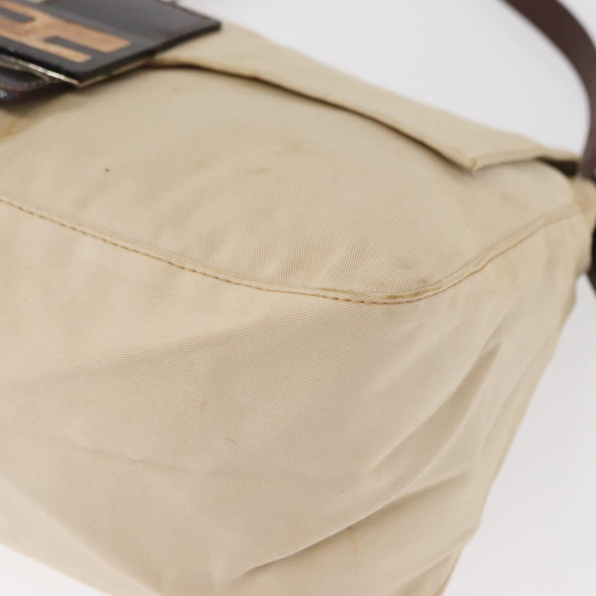 Fendi Fendi Mamma Baguette Monogram Beige Canvas Handbag (Pre-Owned)