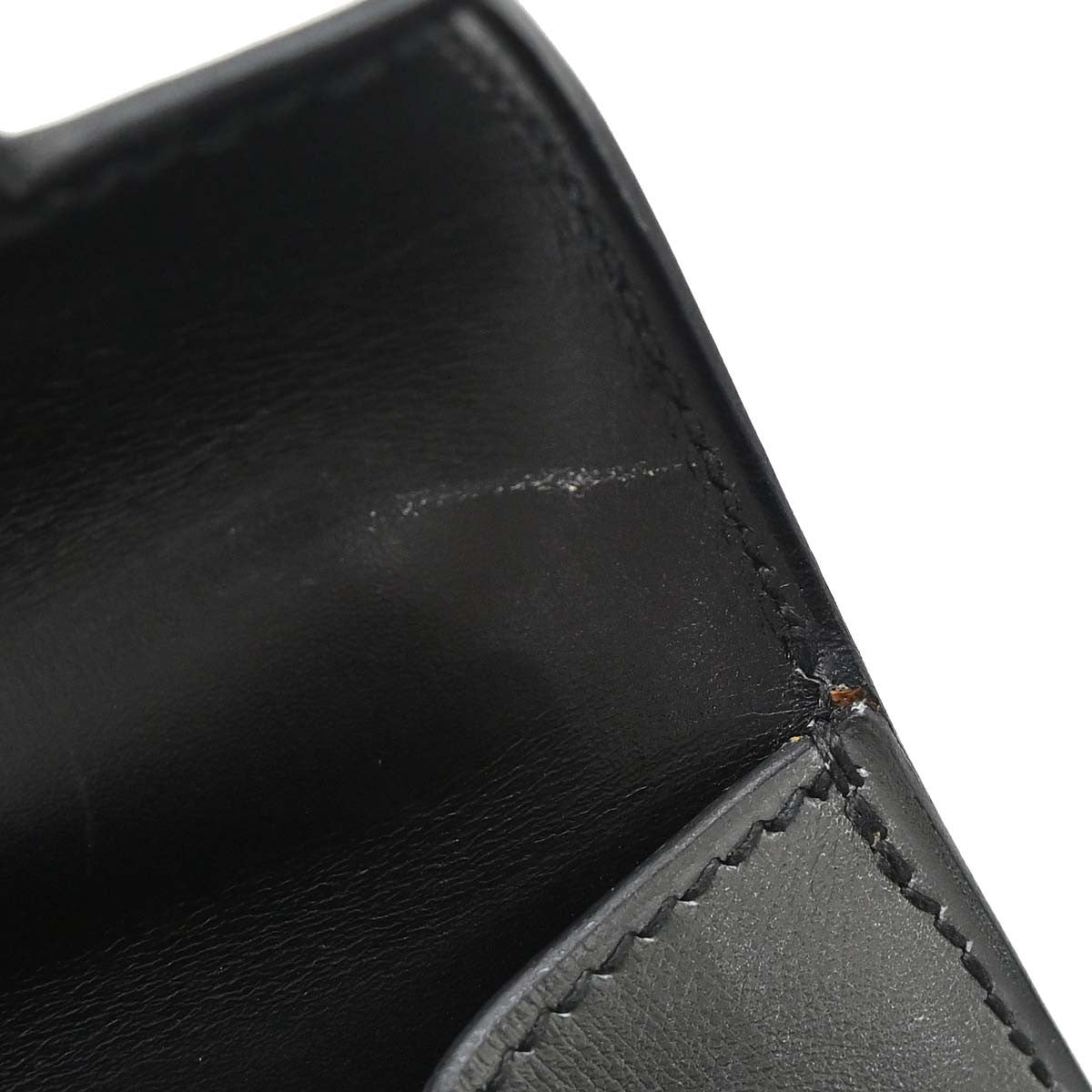 Hermes Kelly Black Box Calf With Palladium Hardware Black Leather Handbag (Pre-Owned)