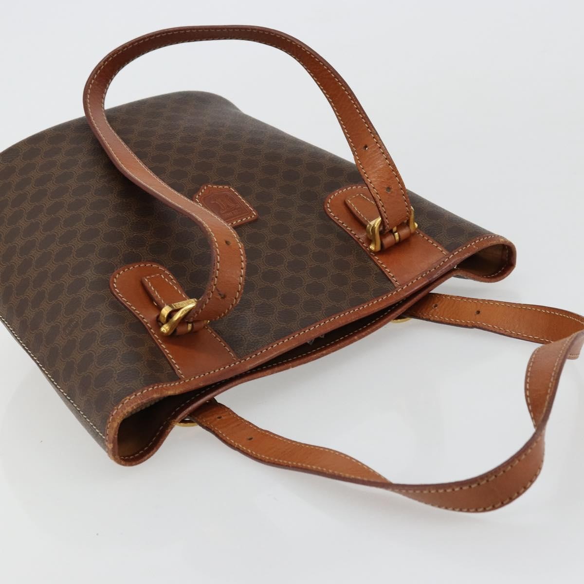 Celine Vintage Macadam Canvas And Leather Brown Canvas Tote Bag Bag (Pre-Owned)