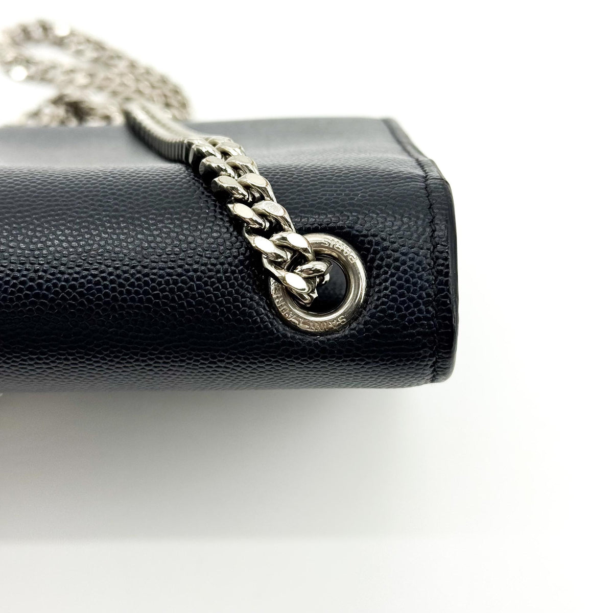 Saint Laurent Classic Monogram Grainy Leather Black Leather Crossbody Bag Bag (Pre-Owned)