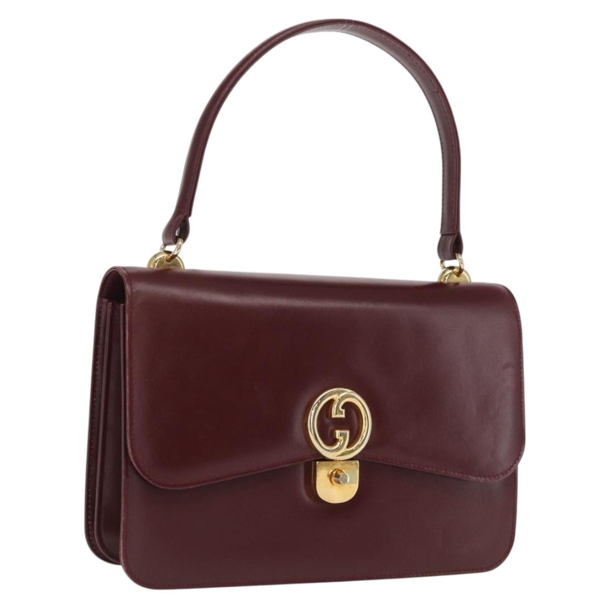 Gucci Vintage Leather Burgundy Leather Handbag (Pre-Owned)