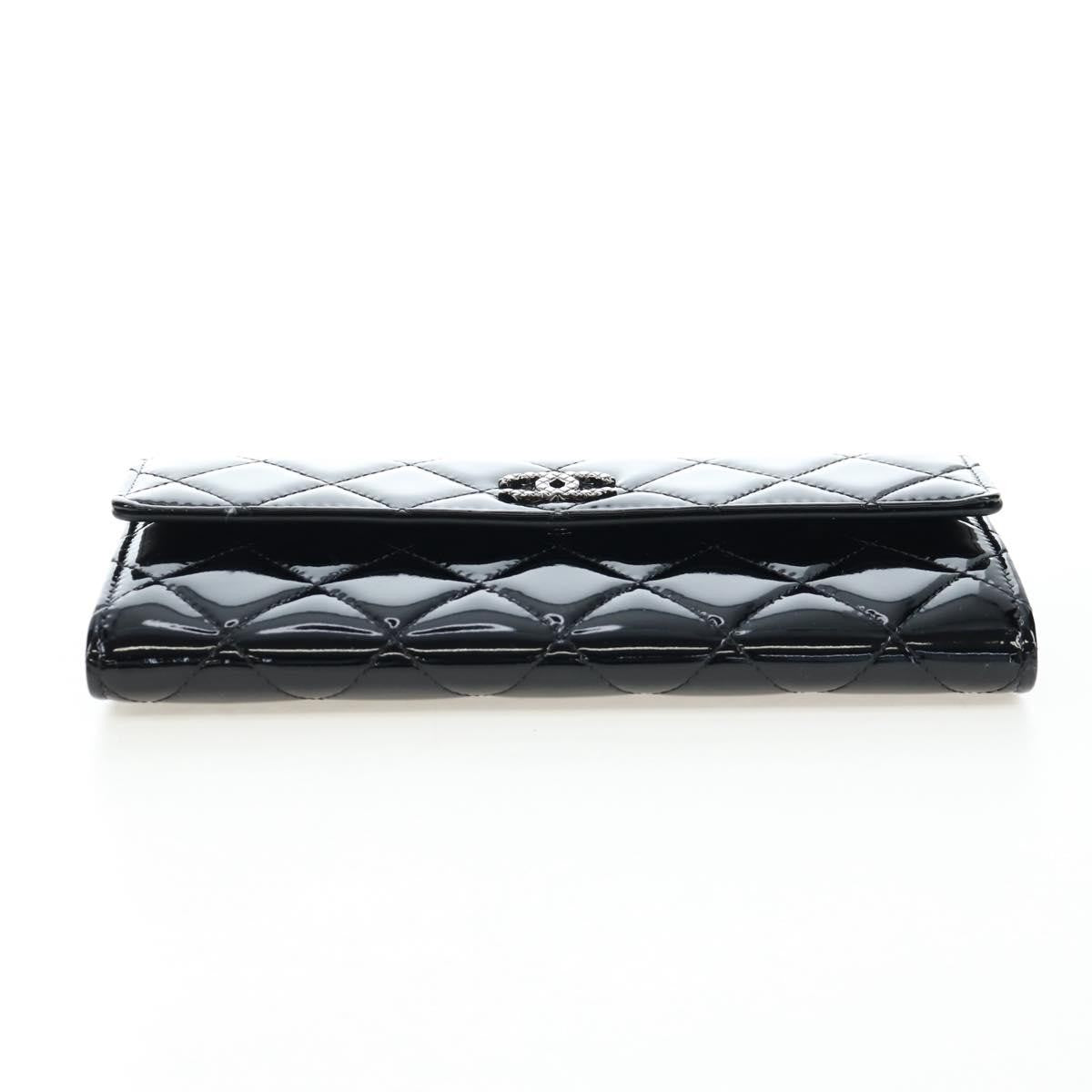 Chanel Cc French Flap Quilted Patent Leather Black Patent_Leather Wallets Accessory (Pre-Owned)
