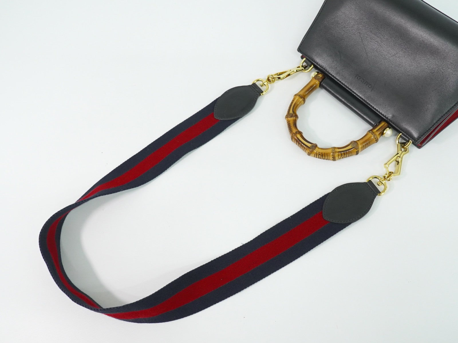 Gucci Nymphaea Top Handle Leather Black Leather Handbag (Pre-Owned)