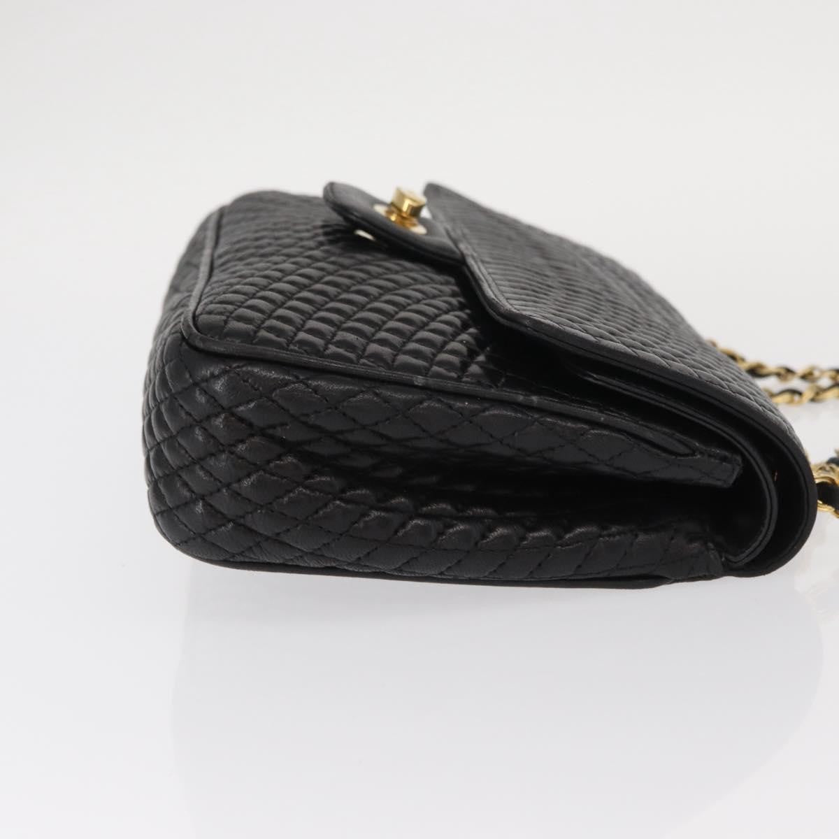 Bally Vintage Chain Quilted Leather Black Leather Shoulder Bag Bag (Pre-Owned)