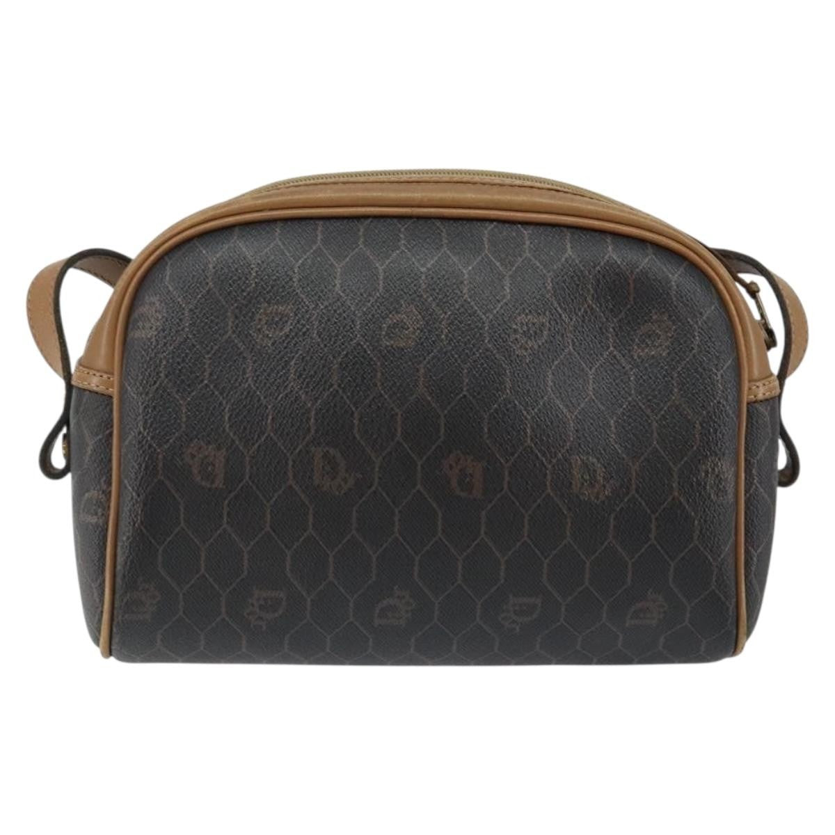 Christian Dior Vintage Honeycomb Zip Coated Canvas Black Canvas Shoulder Bag Bag (Pre-Owned)