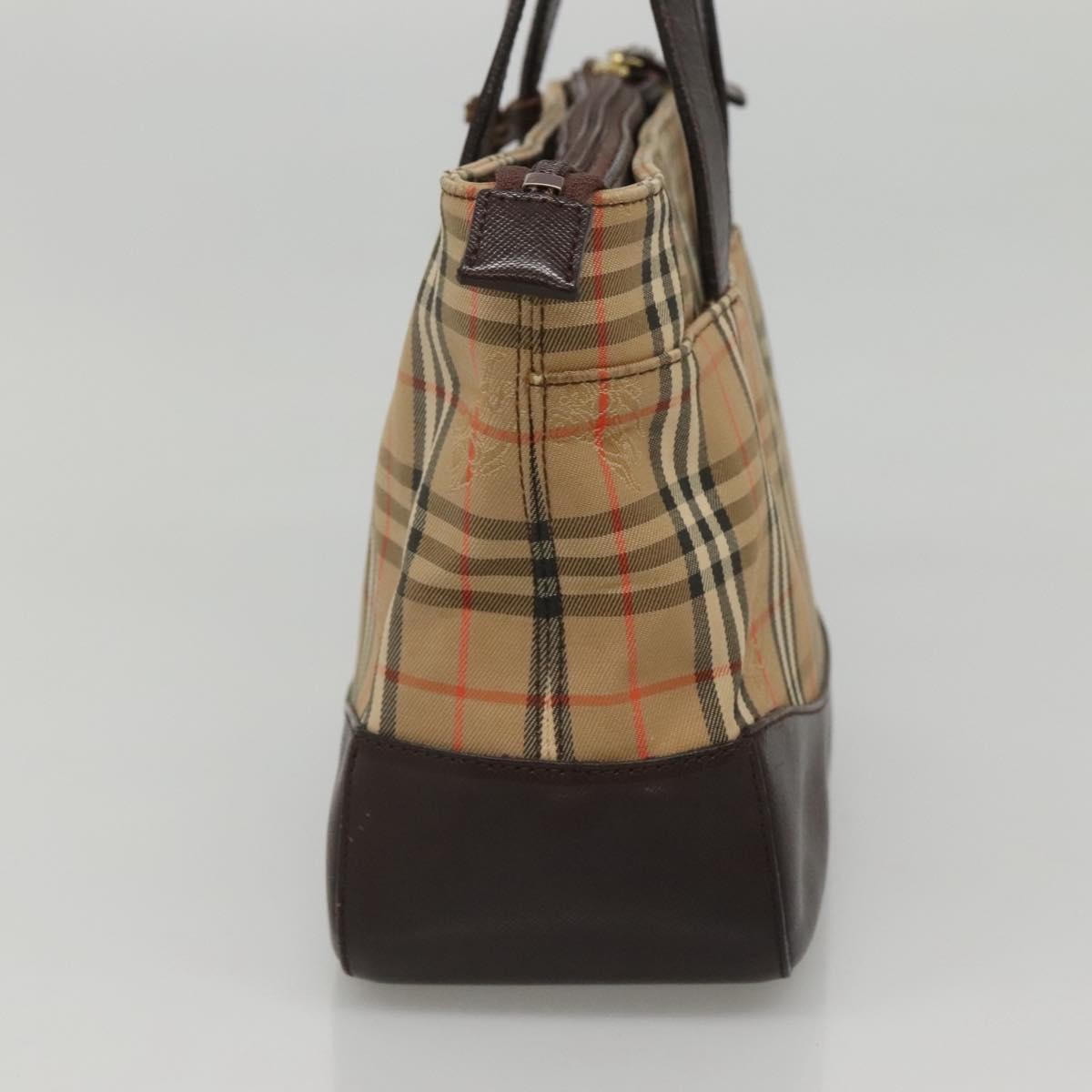Burberry Nova Check Tote Canvas Check Pattern Beige Canvas Handbag (Pre-Owned)