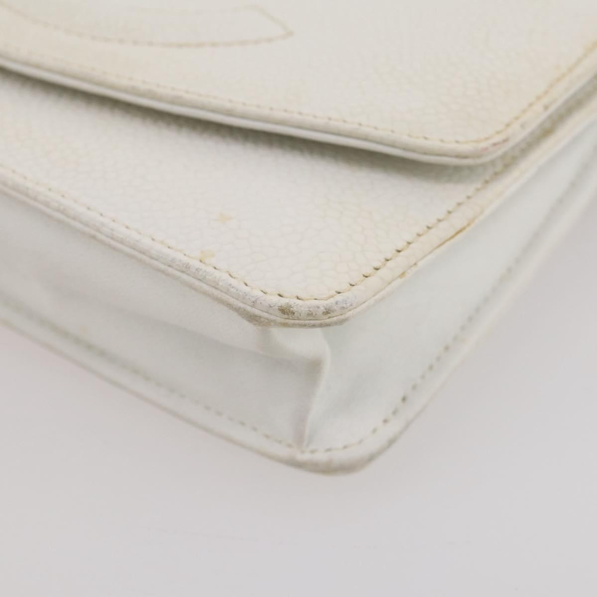 Chanel Vintage Timeless Wallet On Chain Caviar White Leather Crossbody Bag Bag (Pre-Owned)
