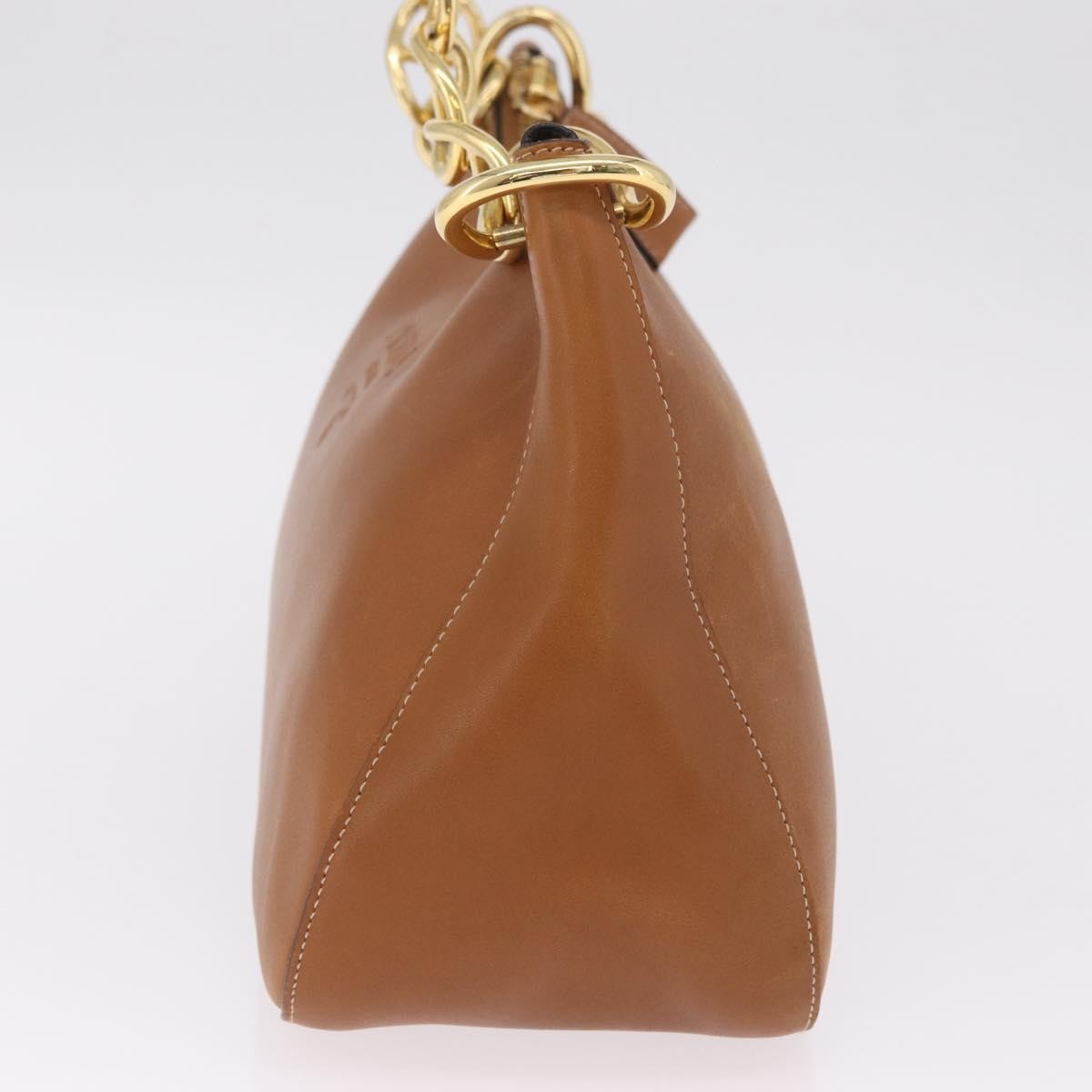 Prada Shoulder Leather Brown Leather Shoulder Bag Bag (Pre-Owned)