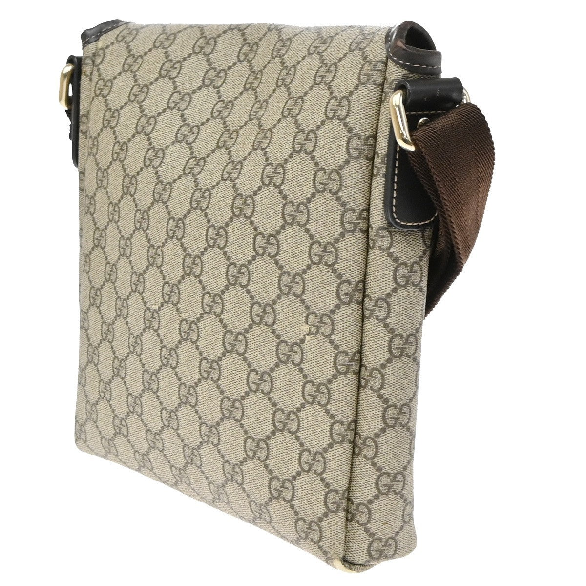 Gucci Flap Messenger Gg Coated Canvas Beige Canvas Crossbody Bag Bag (Pre-Owned)