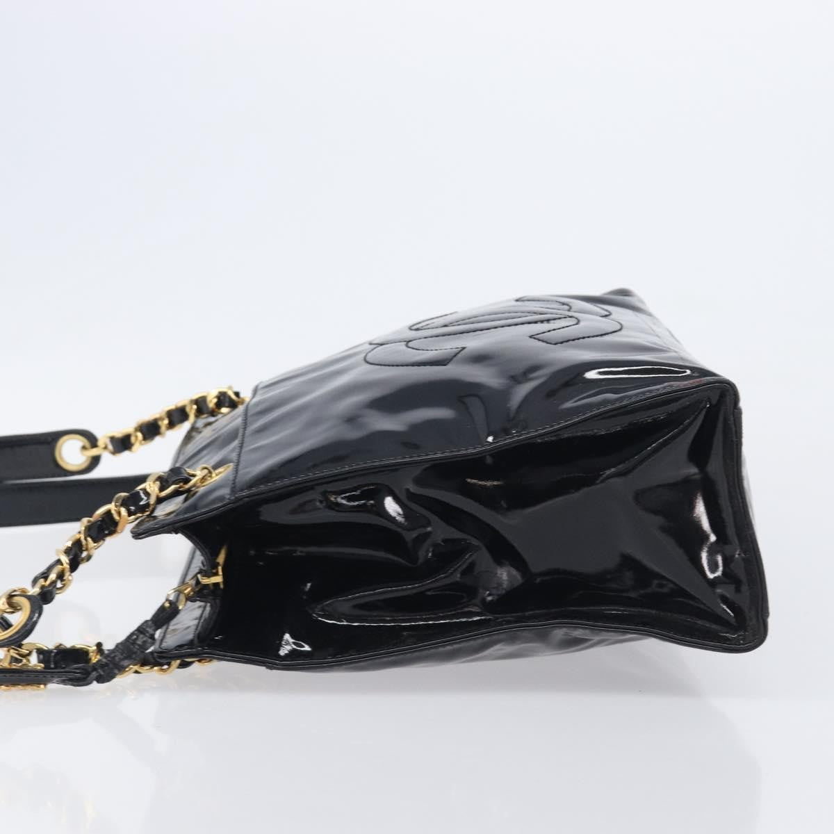 Chanel Coco Mark Patent Leather Black Patent_Leather Shoulder Bag Bag (Pre-Owned)