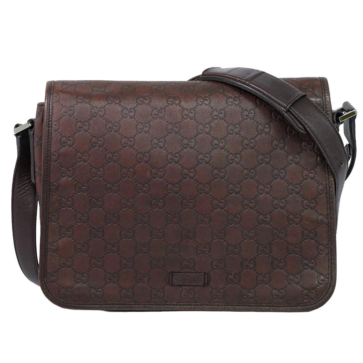 Gucci Flap Messenger Bag (Outlet) Guccissima Leather Brown Leather Shoulder Bag Bag (Pre-Owned)