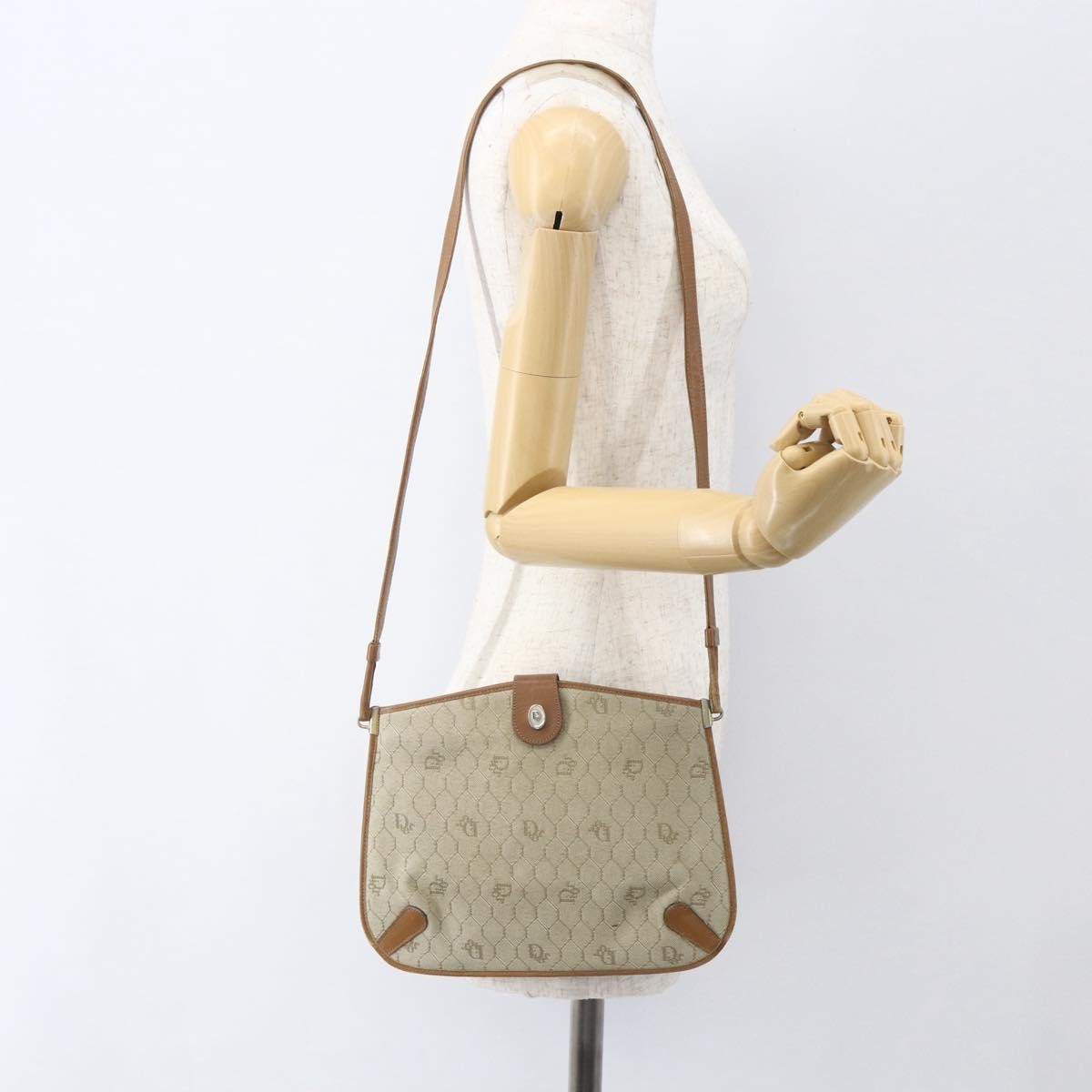 Christian Dior Vintage Honeycomb Canvas And Leather Beige Canvas Shoulder Bag Bag (Pre-Owned)