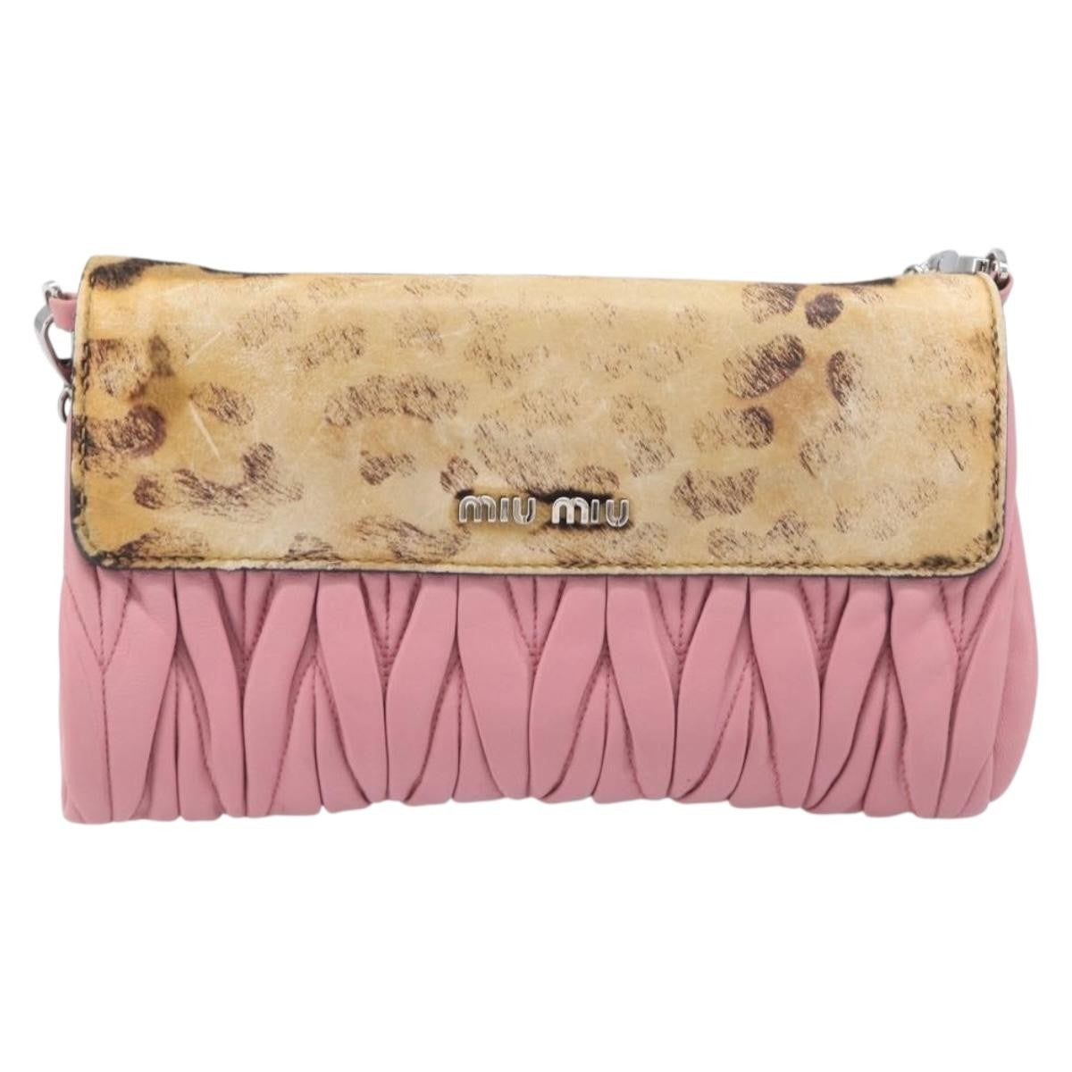 Miu Miu Convertible Flap Haircalf & Matelassé Nappa Leather Pink Calfskin Crossbody Bag Bag (Pre-Owned)
