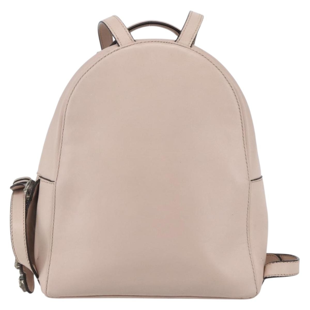 Fendi By The Way Leather Beige Leather Backpack Bag (Pre-Owned)