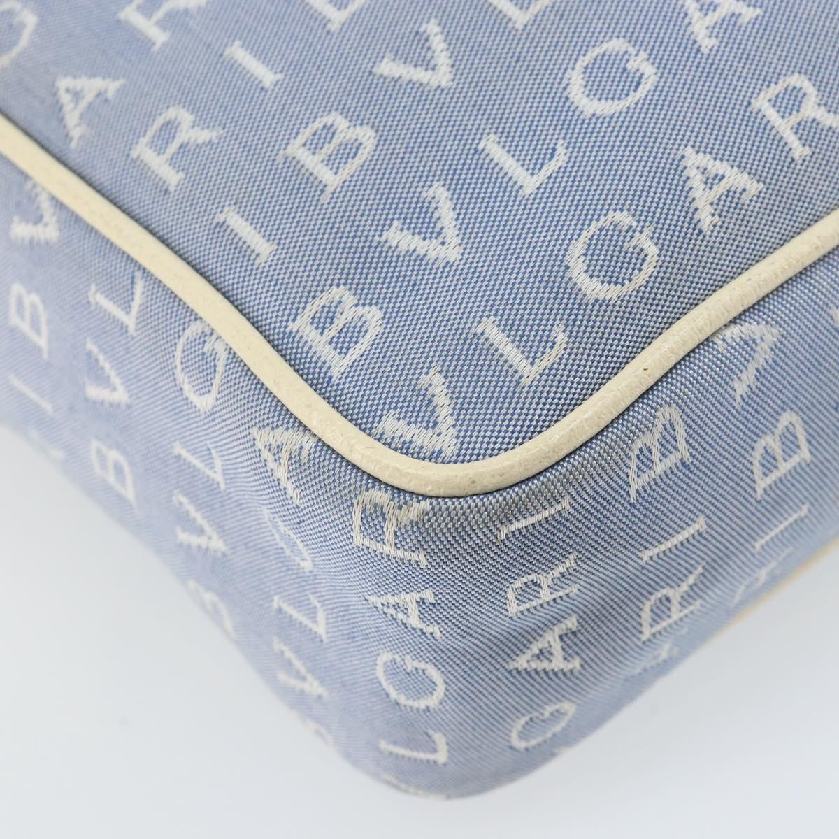 Bvlgari Logomania Canvas With Leather Blue Canvas Shoulder Bag Bag (Pre-Owned)