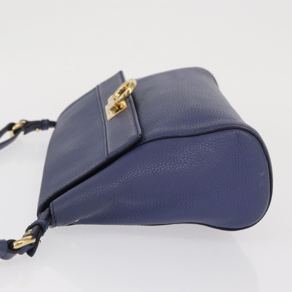 Salvatore Ferragamo Abbey Leather Navy Leather Shoulder Bag Bag (Pre-Owned)