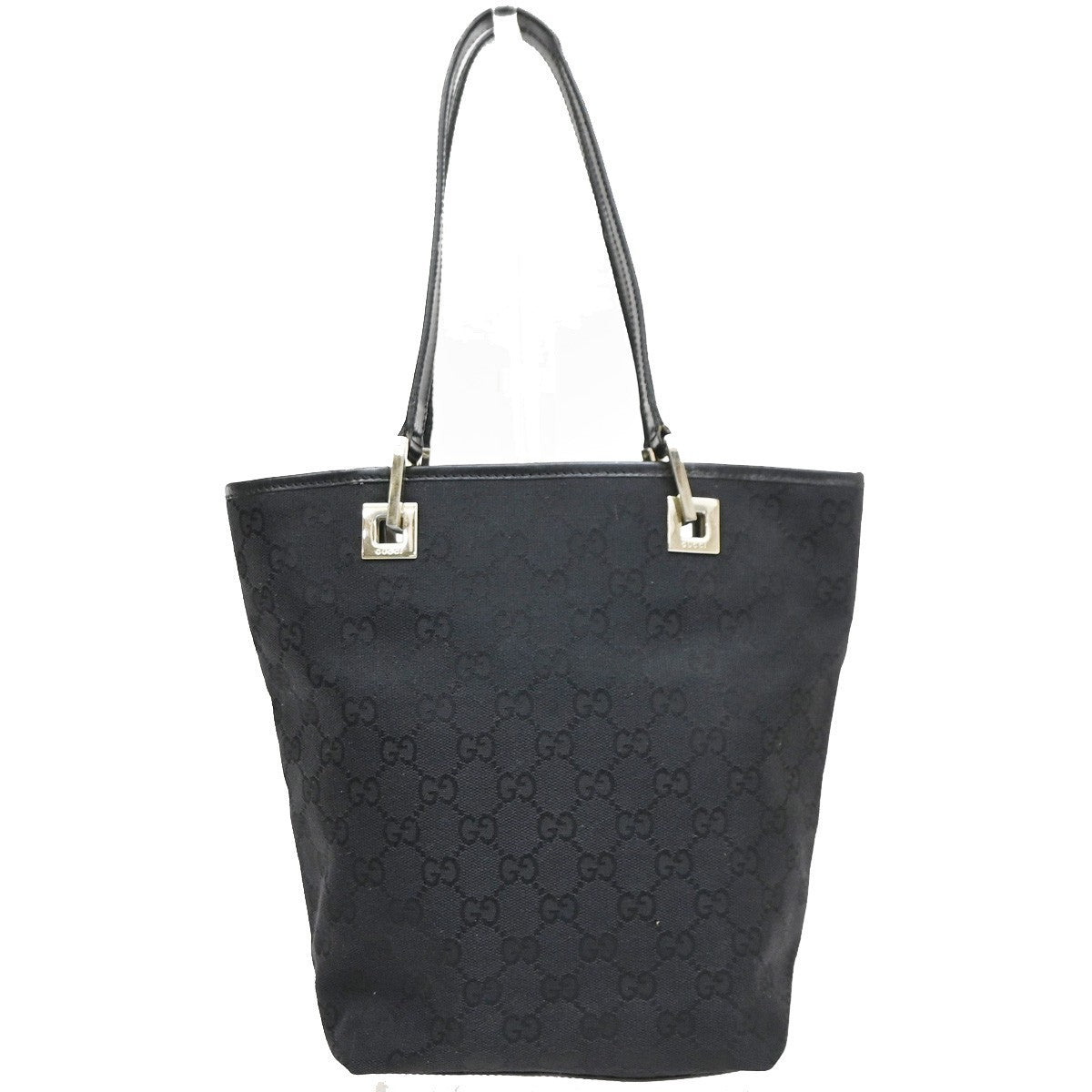 Gucci Vintage Bucket Shopping Gg Canvas Black Canvas Tote Bag Bag (Pre-Owned)