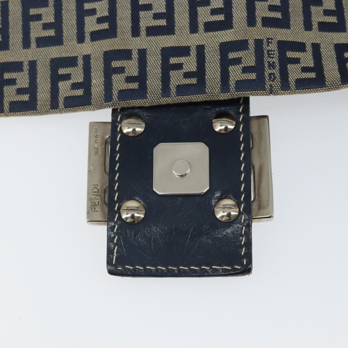 Fendi Mamma Baguette Zucca Jacquard Velvet Navy Canvas Shoulder Bag Bag (Pre-Owned)