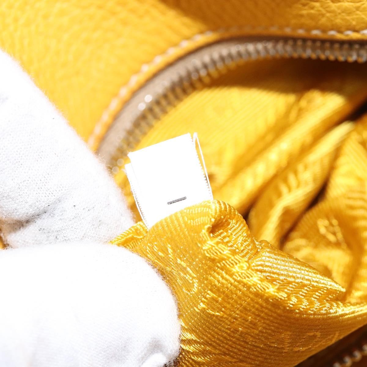 Prada Vintage Leather Yellow Leather Handbag (Pre-Owned)
