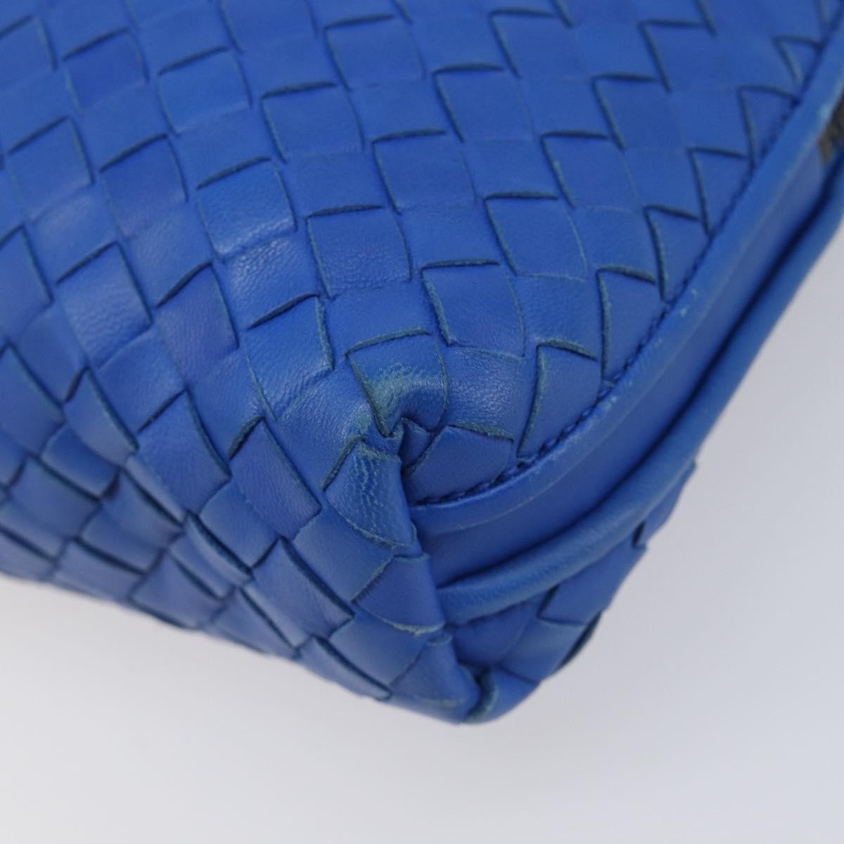 Bottega Veneta Nodini Intrecciato Nappa Blue Leather Shoulder Bag Bag (Pre-Owned)