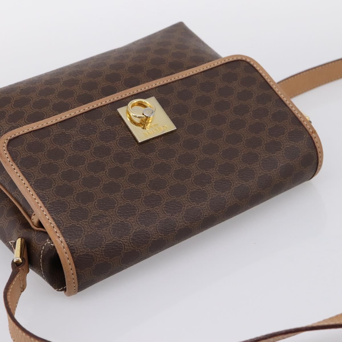 Celine Macadam Leather Brown Canvas Shoulder Bag Bag (Pre-Owned)