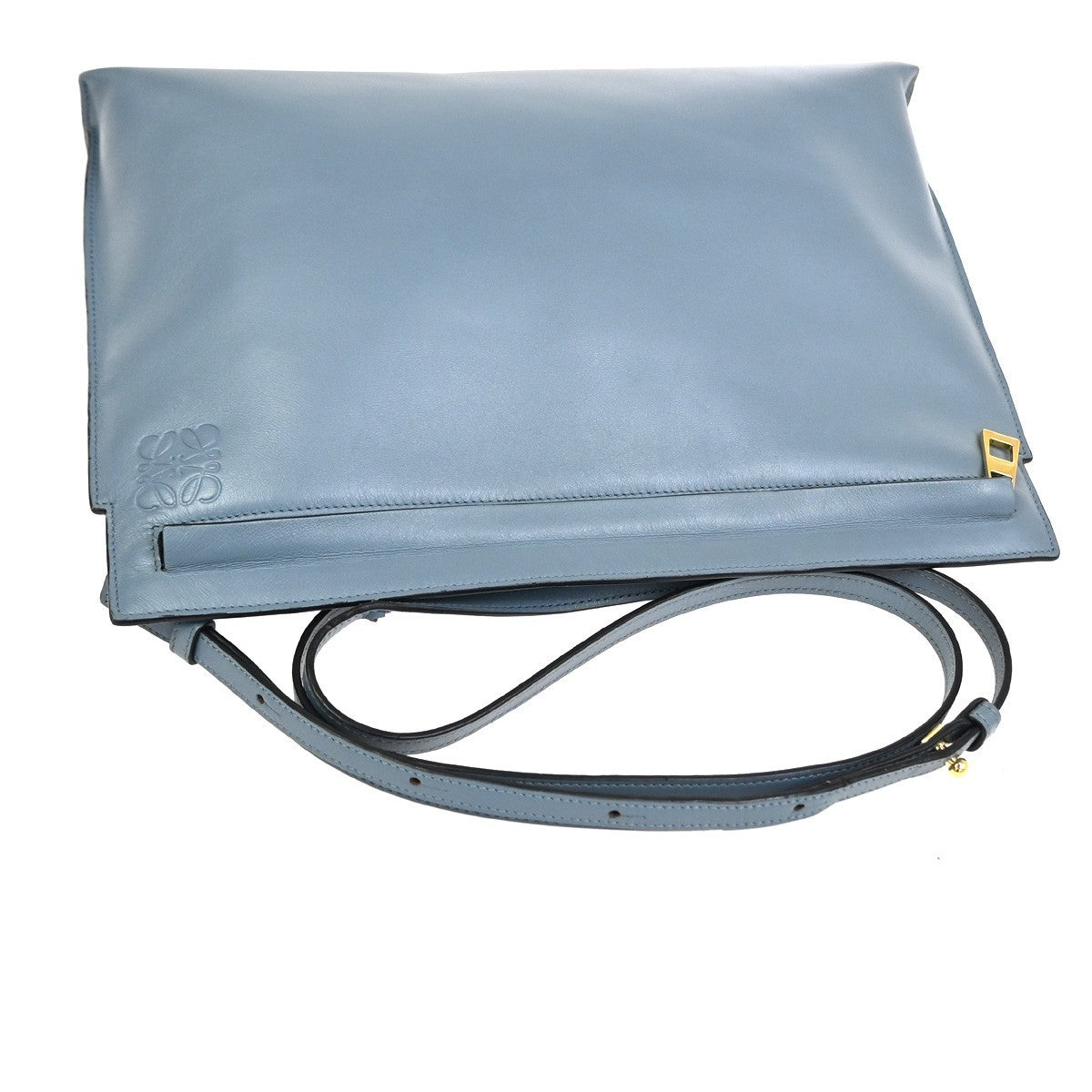 Loewe T Messenger Leather Blue Leather Shoulder Bag Bag (Pre-Owned)