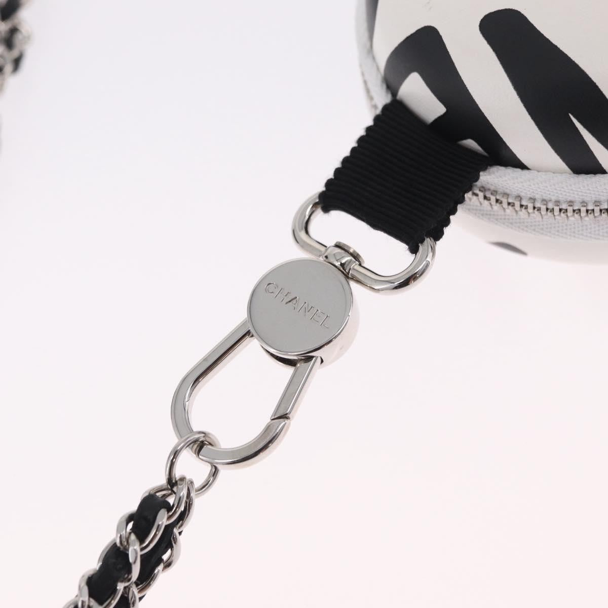 Chanel Coco Neige Zip Around Sunglasses Case With Chain Printed Leather White Leather Sunglasse Accessory (Pre-Owned)