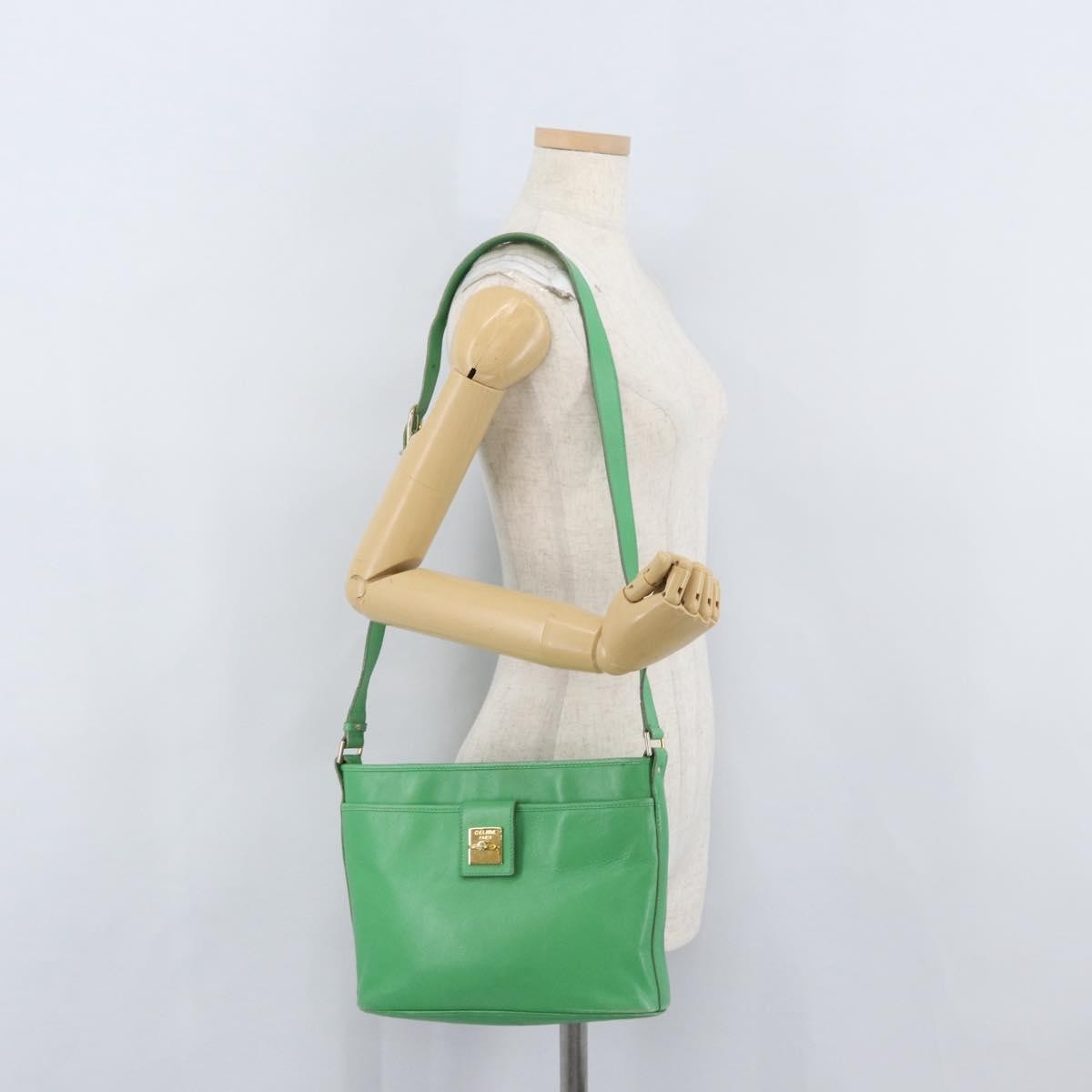 Celine Vintage Leather Green Leather Shoulder Bag Bag (Pre-Owned)