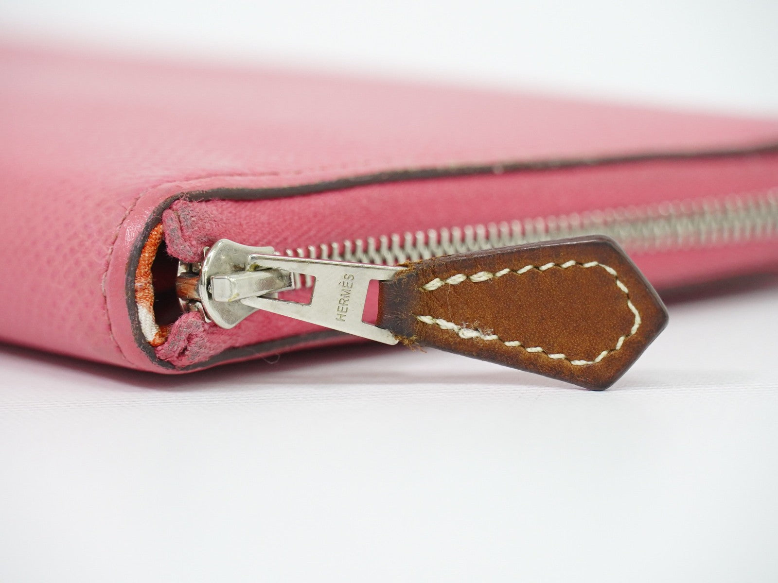 Hermes Azap Zip Around Silk'in Leather Pink Leather Wallets Accessory (Pre-Owned)