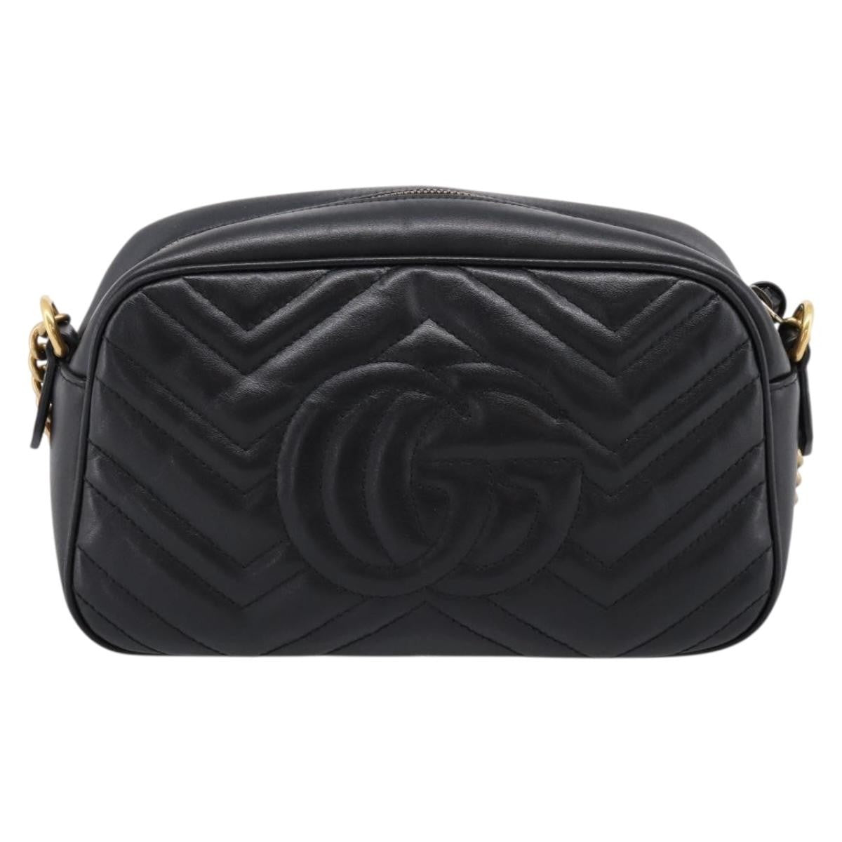 Gucci Gg Marmont Monochrome Matelasse Leather Black Leather Shoulder Bag Bag (Pre-Owned)