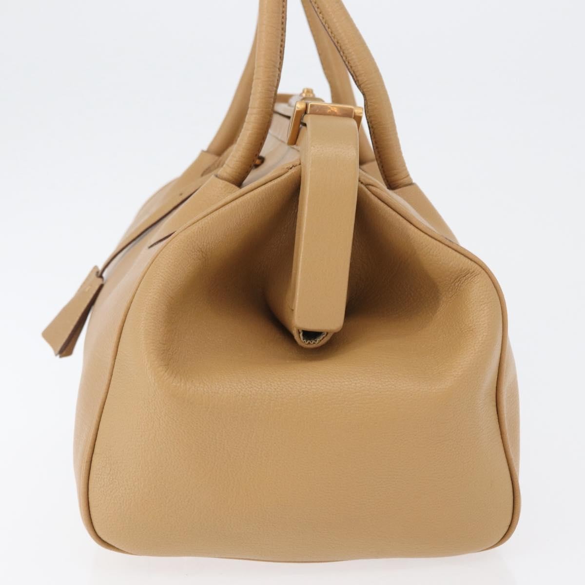 Prada Madras Cerniera Doctor Leather Beige Leather Handbag (Pre-Owned)