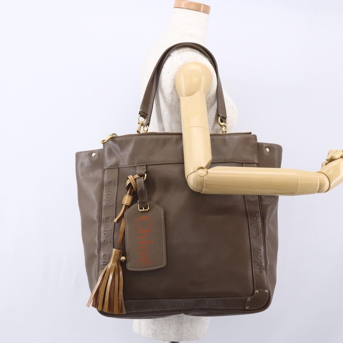 Chloe Eden Leather Brown Leather Tote Bag Bag (Pre-Owned)