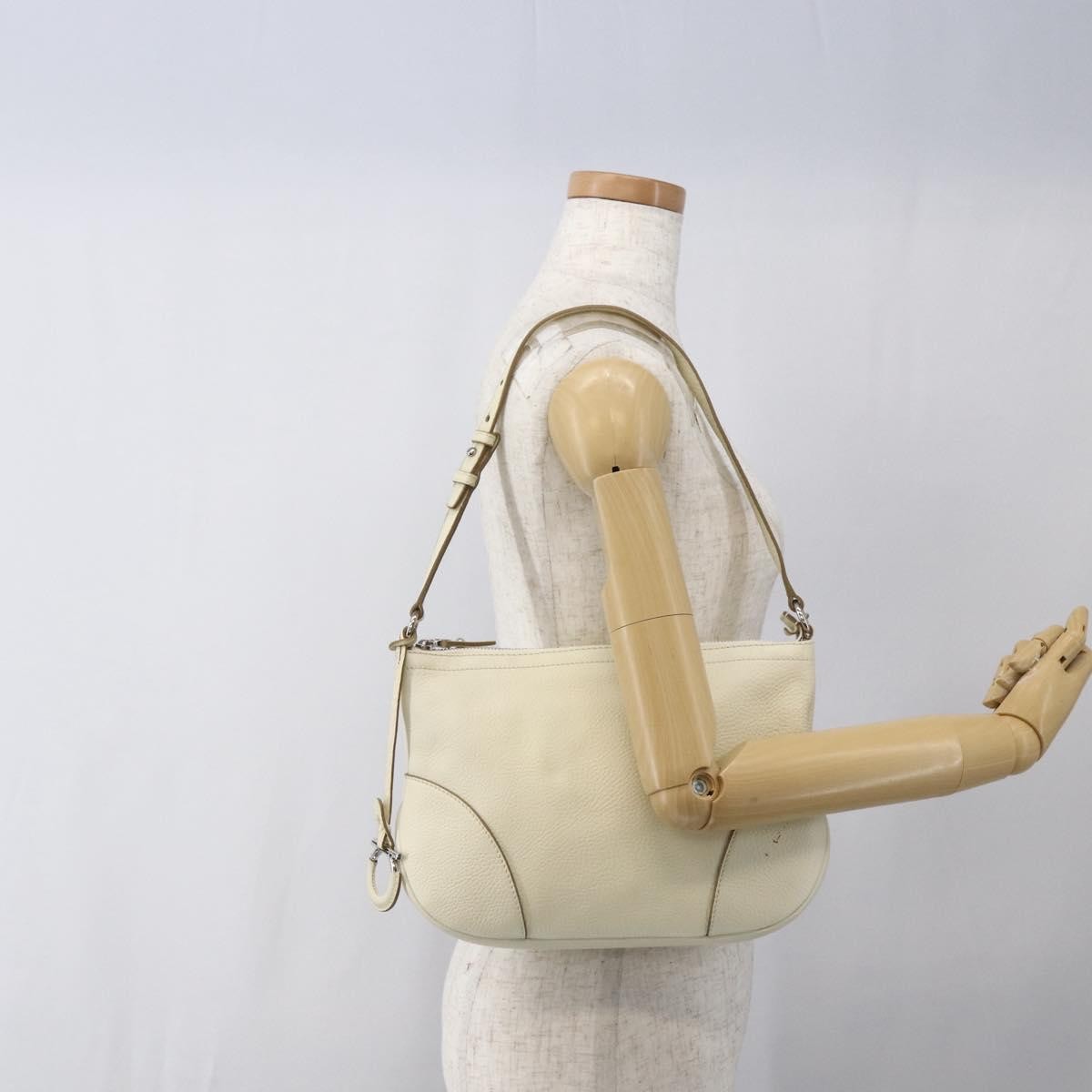 Salvatore Ferragamo Gancini Leather White Leather Shoulder Bag Bag (Pre-Owned)