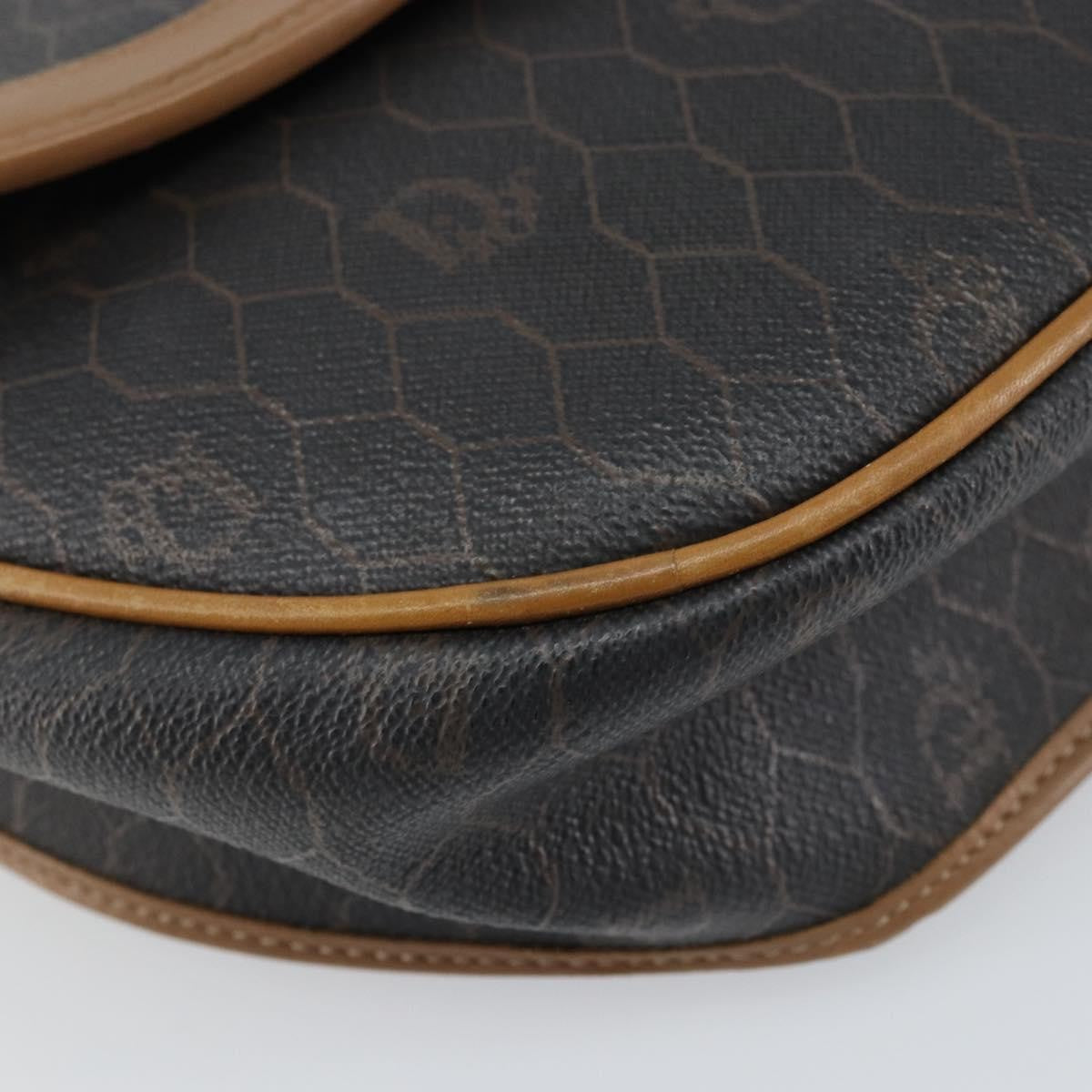 Christian Dior Vintage Honeycomb Flap Coated Canvas Black Canvas Shoulder Bag Bag (Pre-Owned)