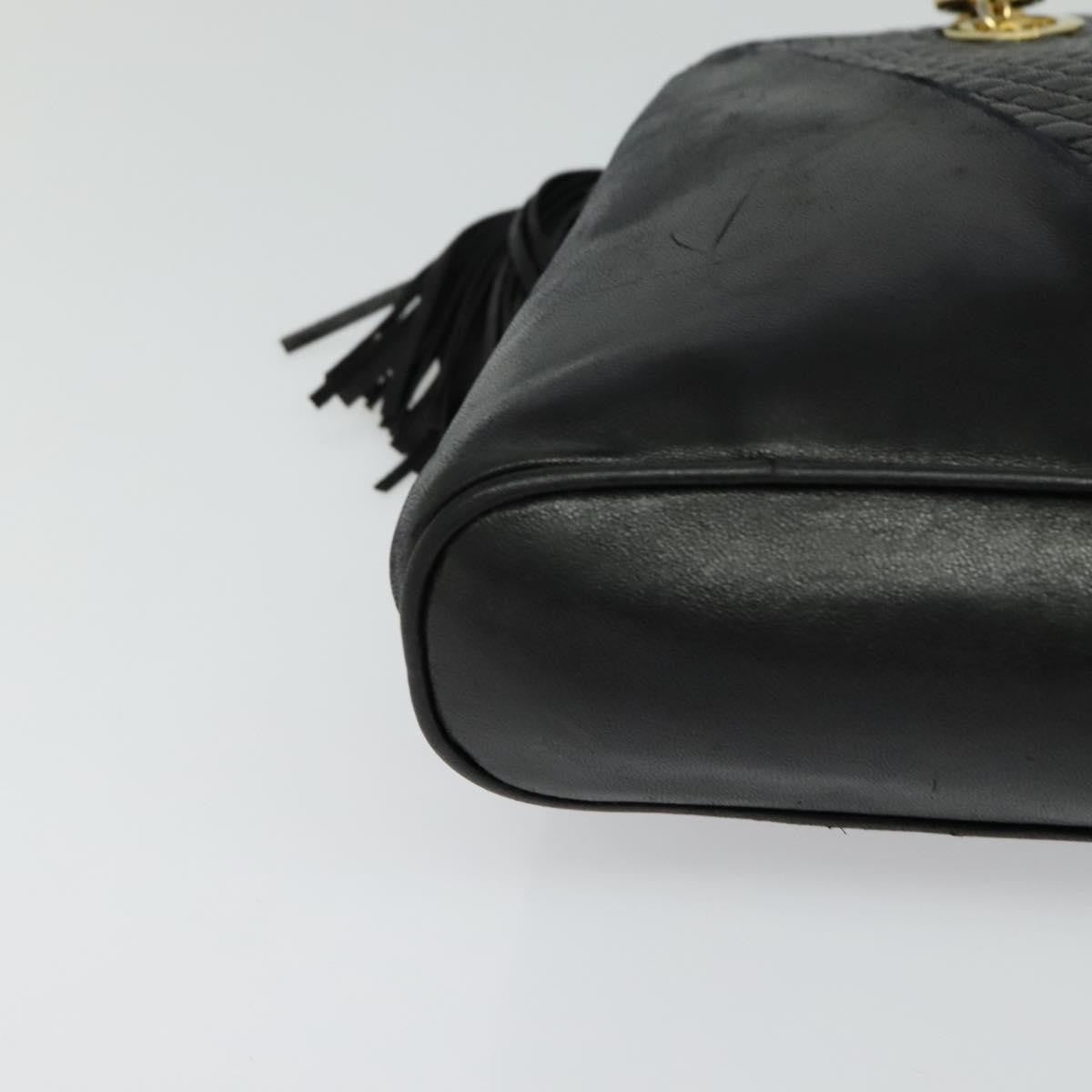 Bally Vintage Quilted Leather Black Leather Shoulder Bag Bag (Pre-Owned)